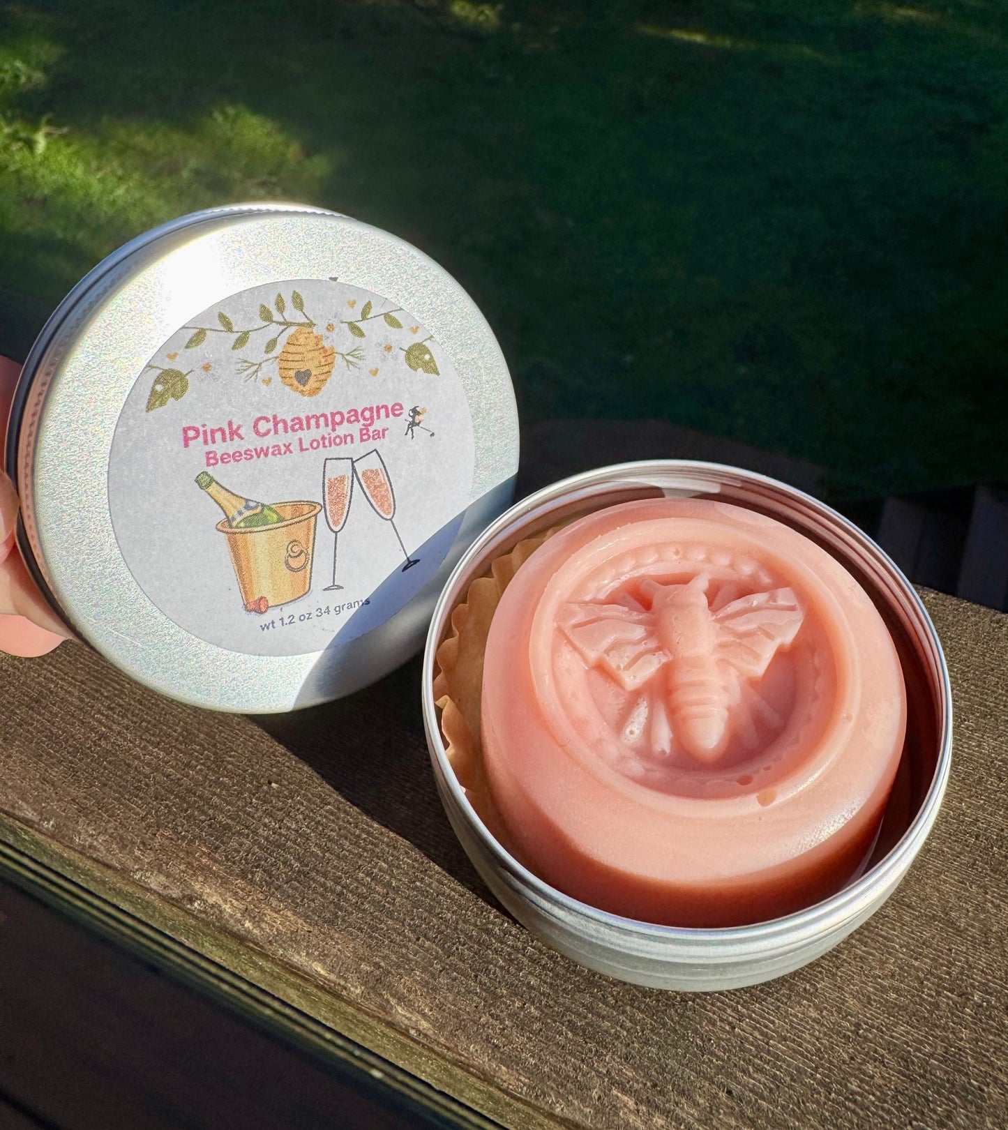 Pink Champagne Beeswax Lotion Bar